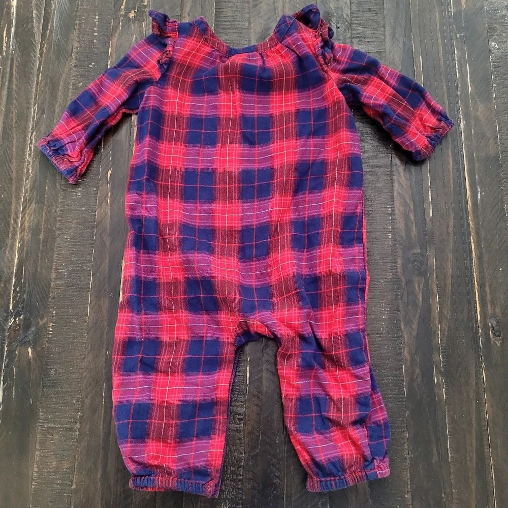 Gap One Piece Christmas Romper  Plaid 3-6 Months
